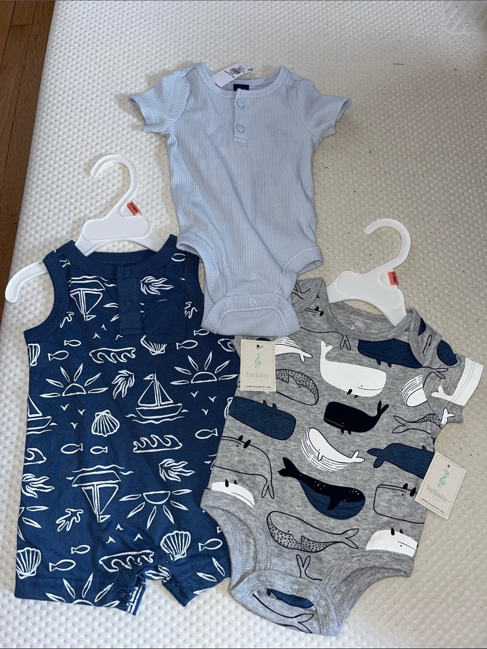 Lullaby Lane & Old Navy Blue/Grey/White & Black Baby Short-Sleeve Qty 3 Sets